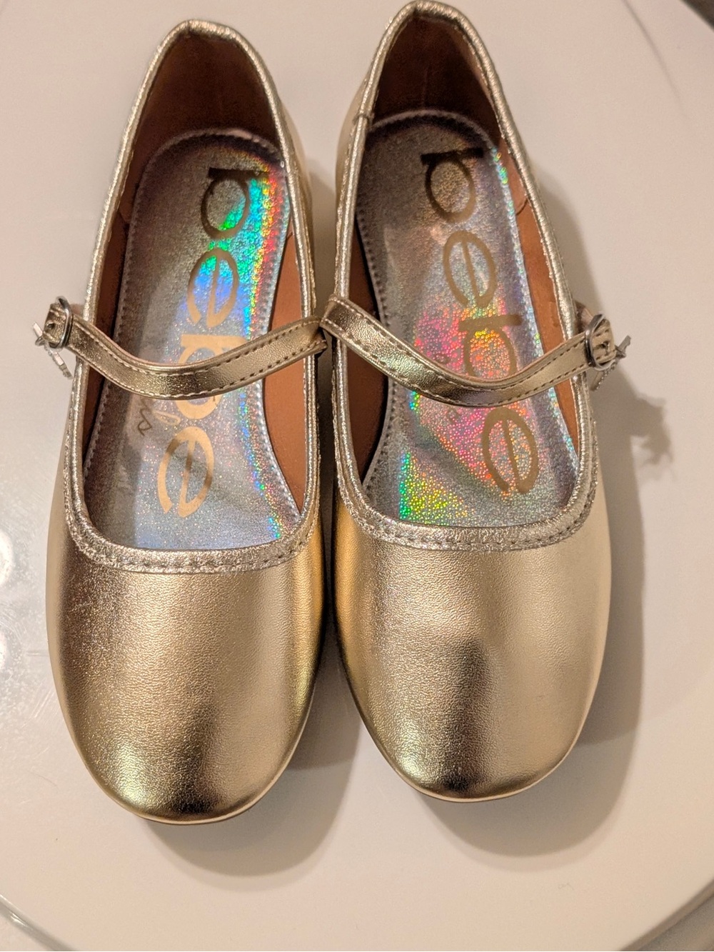 bebe Girls' Metallic Gold Mary Jane Shoes